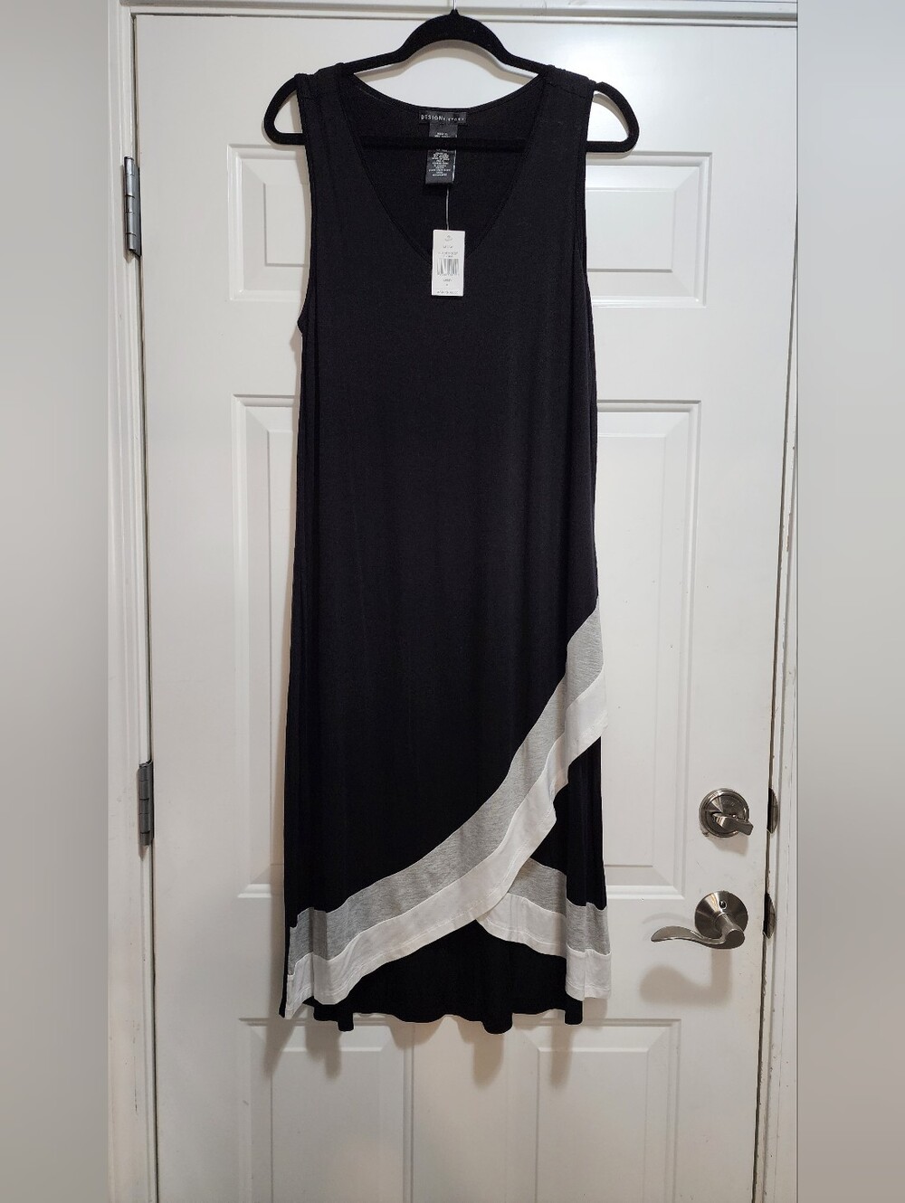 NWT Design History Black Sleeveless Maxi Dress Colorblock Asymmetrical Hem